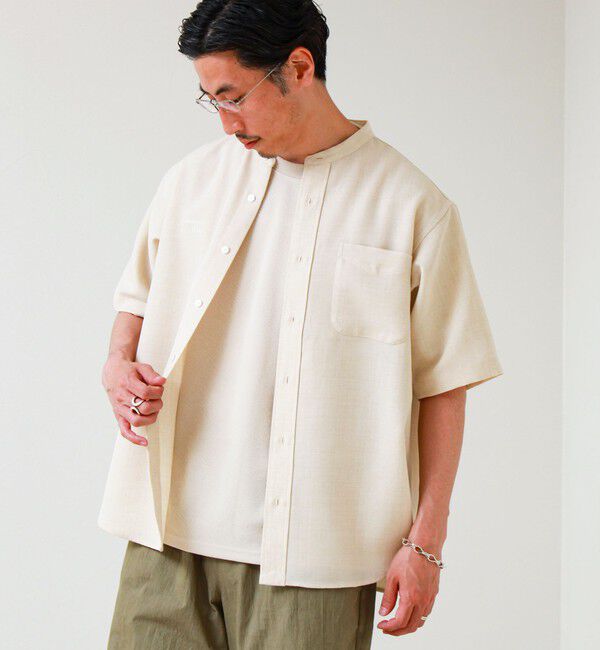 GLOSTER「【セットアップ対応】リネンライクバンドカラーシャツ」|シャツ・ブラウス|