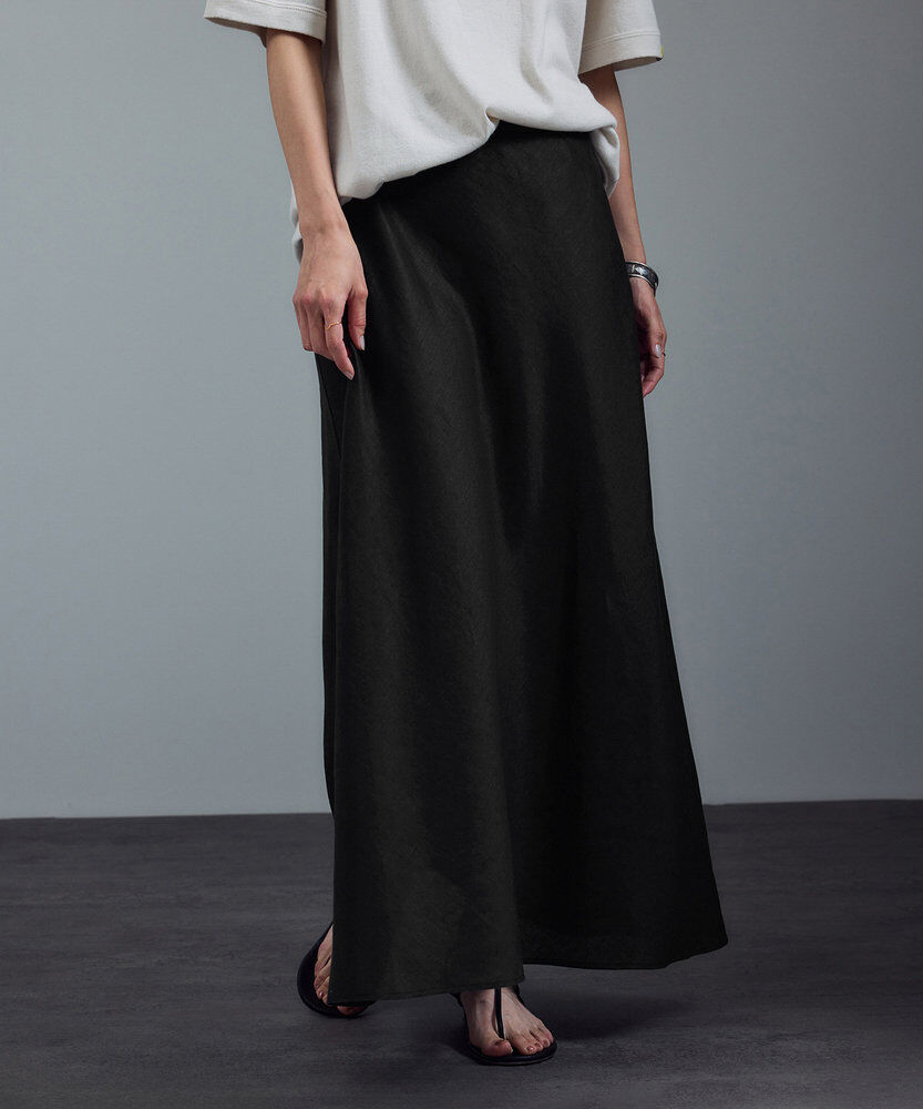 SALON adam et rope'「リネンバイヤススカート［GENTLE LINEN］」|スカート|ブラック(01)