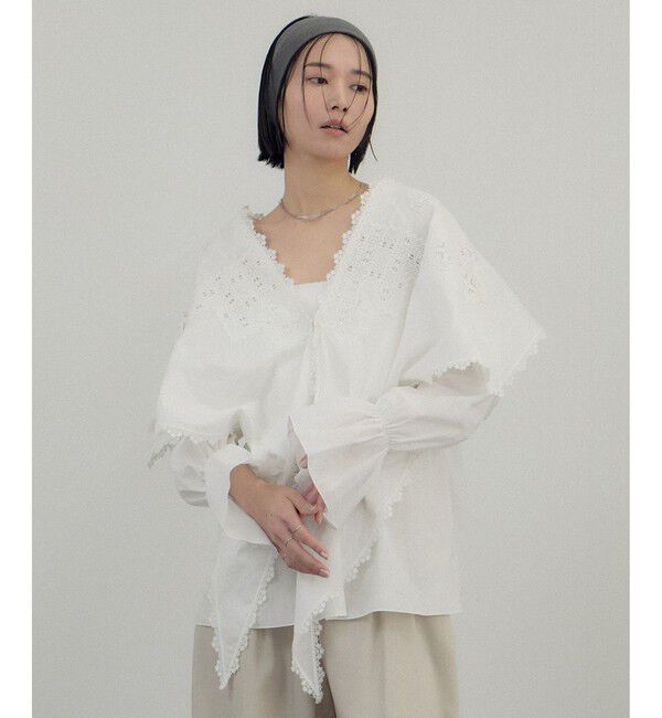 SALON adam et rope'「クロスレースケープブラウス / マルチWAY」|シャツ・ブラウス|