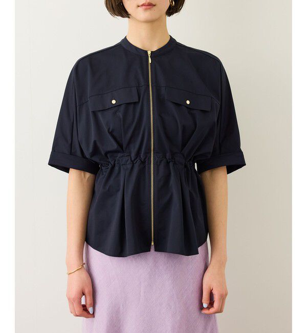 ROPE「フロントジップブルゾンブラウス/イージーケア」|シャツ・ブラウス|