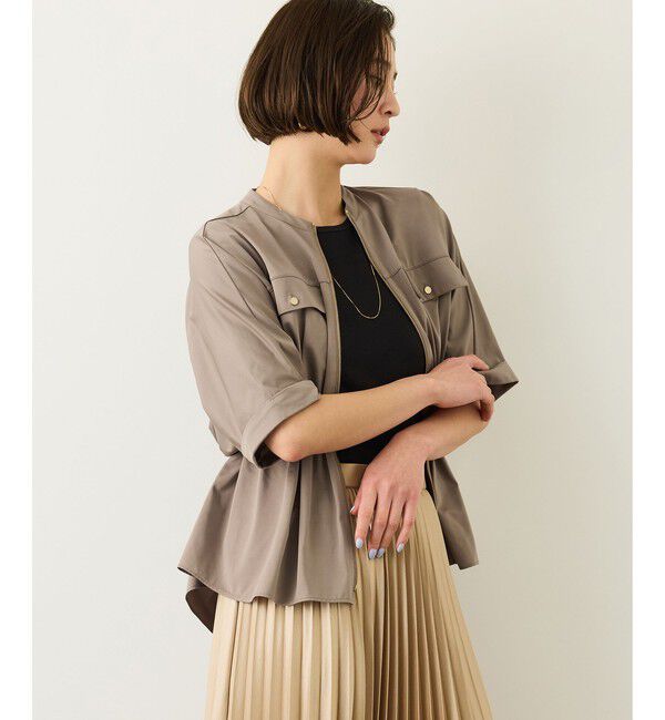 ROPE「フロントジップブルゾンブラウス/イージーケア」|シャツ・ブラウス|