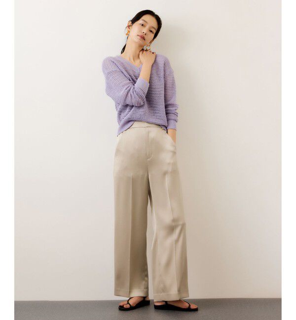 ROPE「ドレープサテンイージーパンツ/セットアップ対応・イージーケア」|チノ|