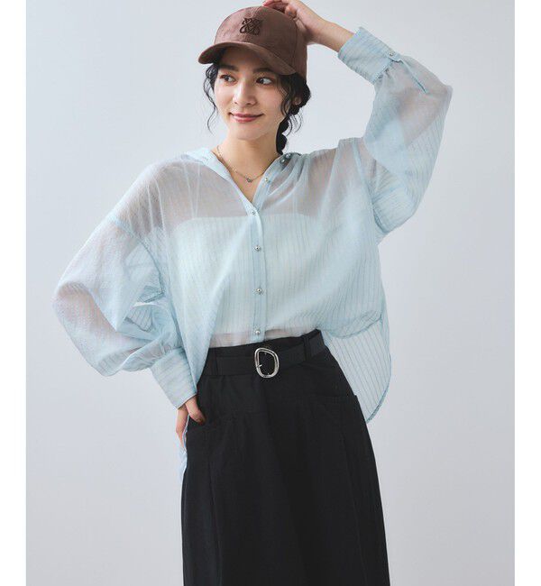 VIS「シアーストライプオーバーサイズシャツ/イージーケア」|シャツ・ブラウス|