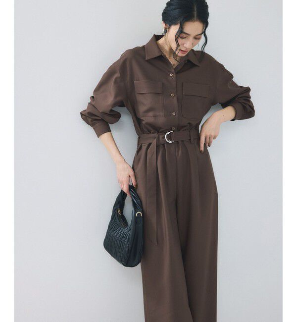VIS「ポケットディテールジャンプスーツ」|オールインワン|ブラウン(20)