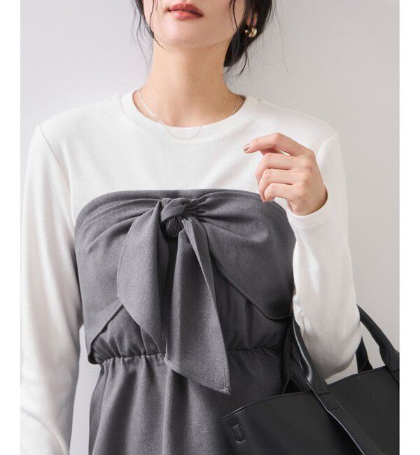 VIS「美easyウーリッシュリボンビスチェドッキングカットソープルオーバー/セットアップ対応・イージーケア」|Tシャツ・カットソー|