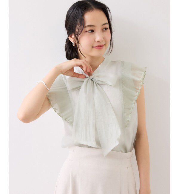 VIS「プリーツフリルシアーボウタイブラウス/2WAY・イージーケア」|シャツ・ブラウス|