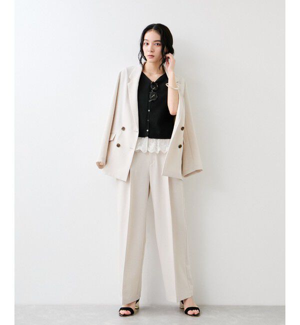 VIS「レースヘムVネックカーディガン」|カーディガン|