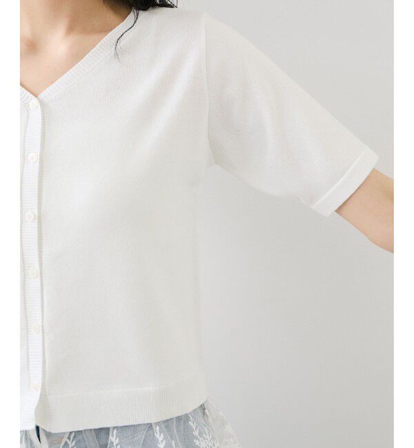 VIS「レースヘムVネックカーディガン」|カーディガン|