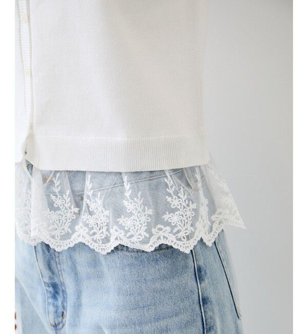 VIS「レースヘムVネックカーディガン」|カーディガン|