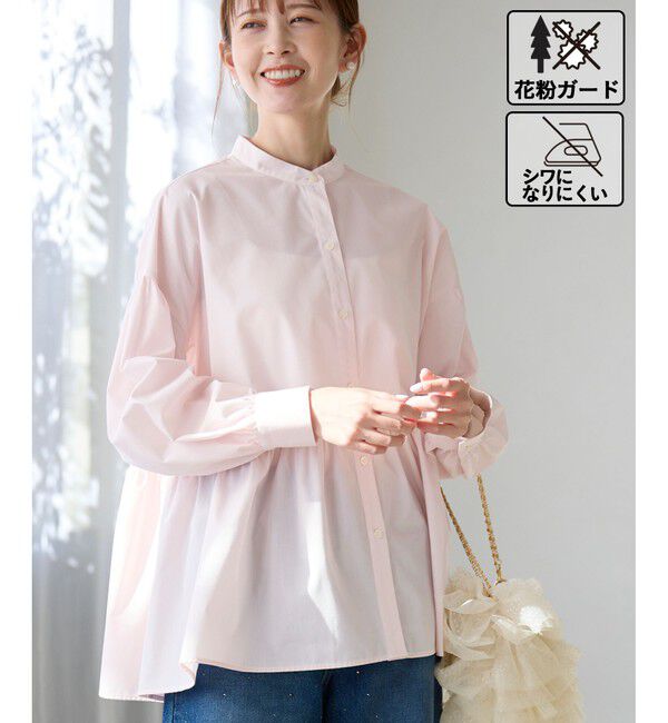 Rope&rsquo;Picnic「【花粉ガード・防シワ】ギャザーシャツブラウス」|シャツ・ブラウス|