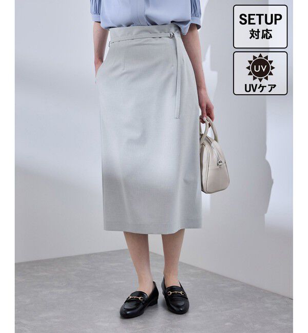 Rope&rsquo;Picnic「【UV対応】【リネンライク・シリーズ】アイラインスカート/通勤・セットアップ対応」|スカート|グレーサブ(09)