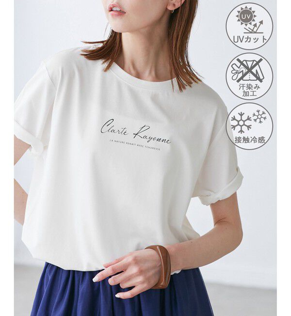 Rope&rsquo;Picnic「【UVカット・汗染み加工・接触冷感】手描き風ロゴプリントTシャツ」|Tシャツ・カットソー|ホワイト(10)