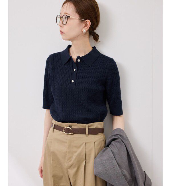 Rope&rsquo;Picnic「ミニケーブルハーフスリーブニットポロシャツ」|ポロシャツ|