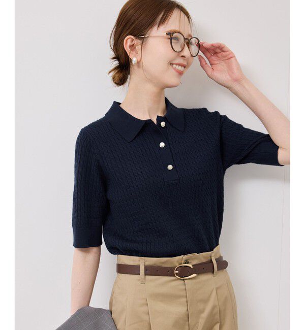 Rope&rsquo;Picnic「ミニケーブルハーフスリーブニットポロシャツ」|ポロシャツ|