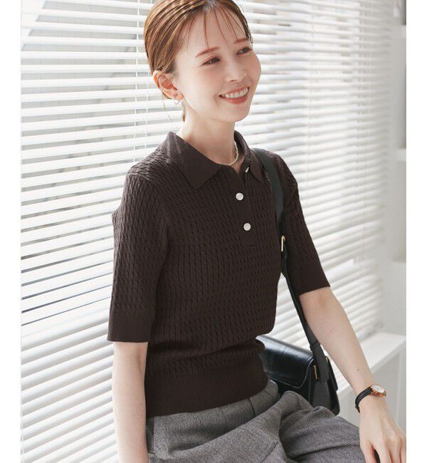 Rope&rsquo;Picnic「ミニケーブルハーフスリーブニットポロシャツ」|ポロシャツ|