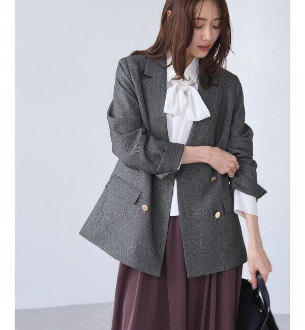 Rope&rsquo;Picnic「【WEB限定】レディハンサムシリーズ ウールライク金ボタンミドル丈ジャケット(総裏地)」|テーラードジャケット|