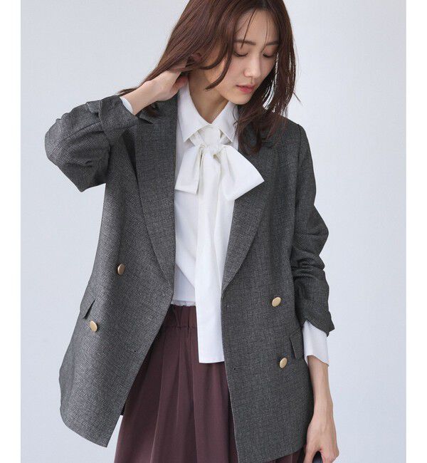 Rope&rsquo;Picnic「【WEB限定】レディハンサムシリーズ ウールライク金ボタンミドル丈ジャケット(総裏地)」|テーラードジャケット|