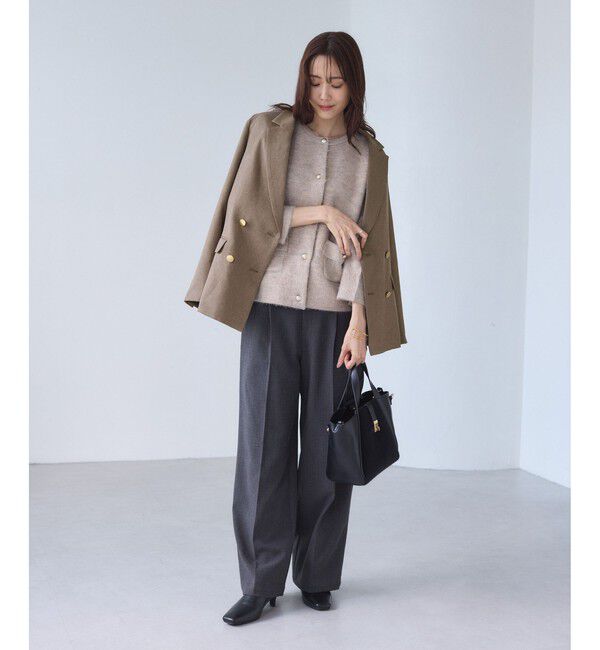 Rope&rsquo;Picnic「【WEB限定】レディハンサムシリーズ ウールライク金ボタンミドル丈ジャケット(総裏地)」|テーラードジャケット|