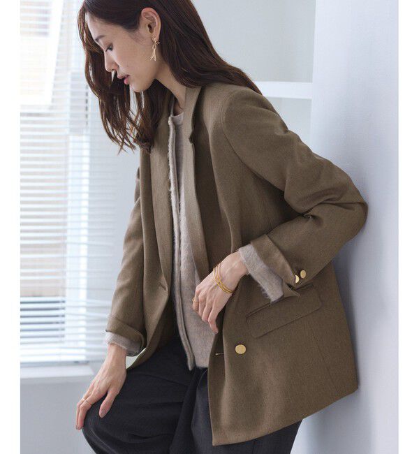 Rope&rsquo;Picnic「【WEB限定】レディハンサムシリーズ ウールライク金ボタンミドル丈ジャケット(総裏地)」|テーラードジャケット|