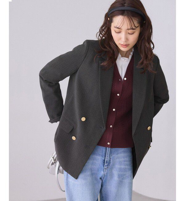 Rope&rsquo;Picnic「【WEB限定】レディハンサムシリーズ ウールライク金ボタンミドル丈ジャケット(総裏地)」|テーラードジャケット|