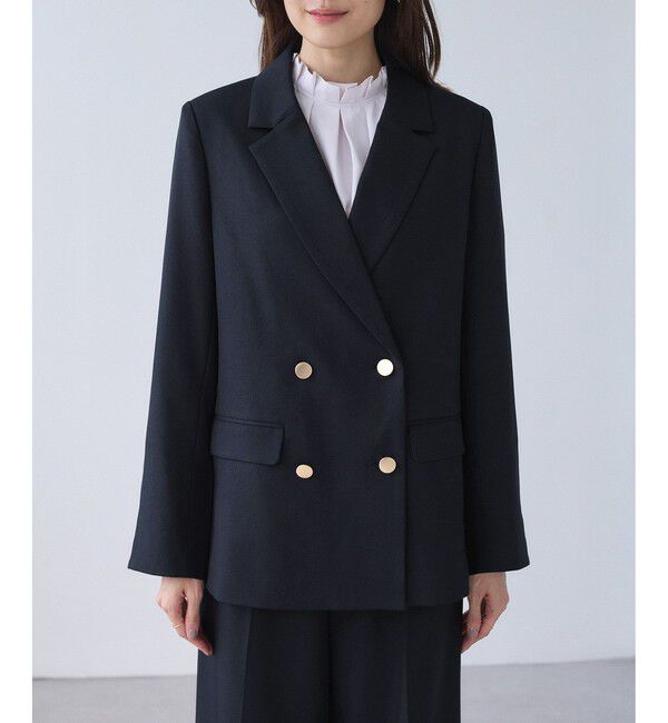 Rope&rsquo;Picnic「【WEB限定】レディハンサムシリーズ ウールライク金ボタンミドル丈ジャケット(総裏地)」|テーラードジャケット|