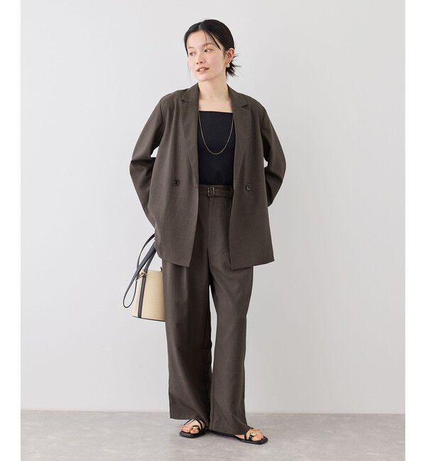 Rope&rsquo;Picnic「エアリーリネンライク ダブルジャケット/接触冷感・UVカット・速乾」|テーラードジャケット|