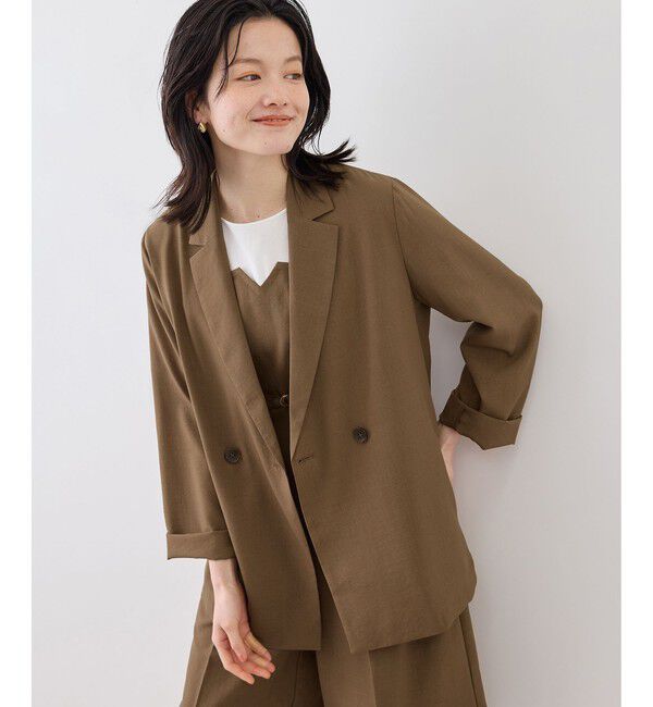 Rope&rsquo;Picnic「エアリーリネンライク ダブルジャケット/接触冷感・UVカット・速乾」|テーラードジャケット|