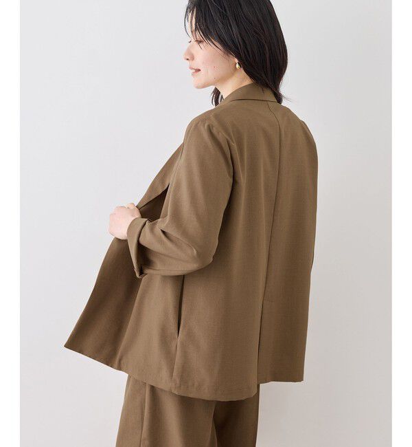 Rope&rsquo;Picnic「エアリーリネンライク ダブルジャケット/接触冷感・UVカット・速乾」|テーラードジャケット|