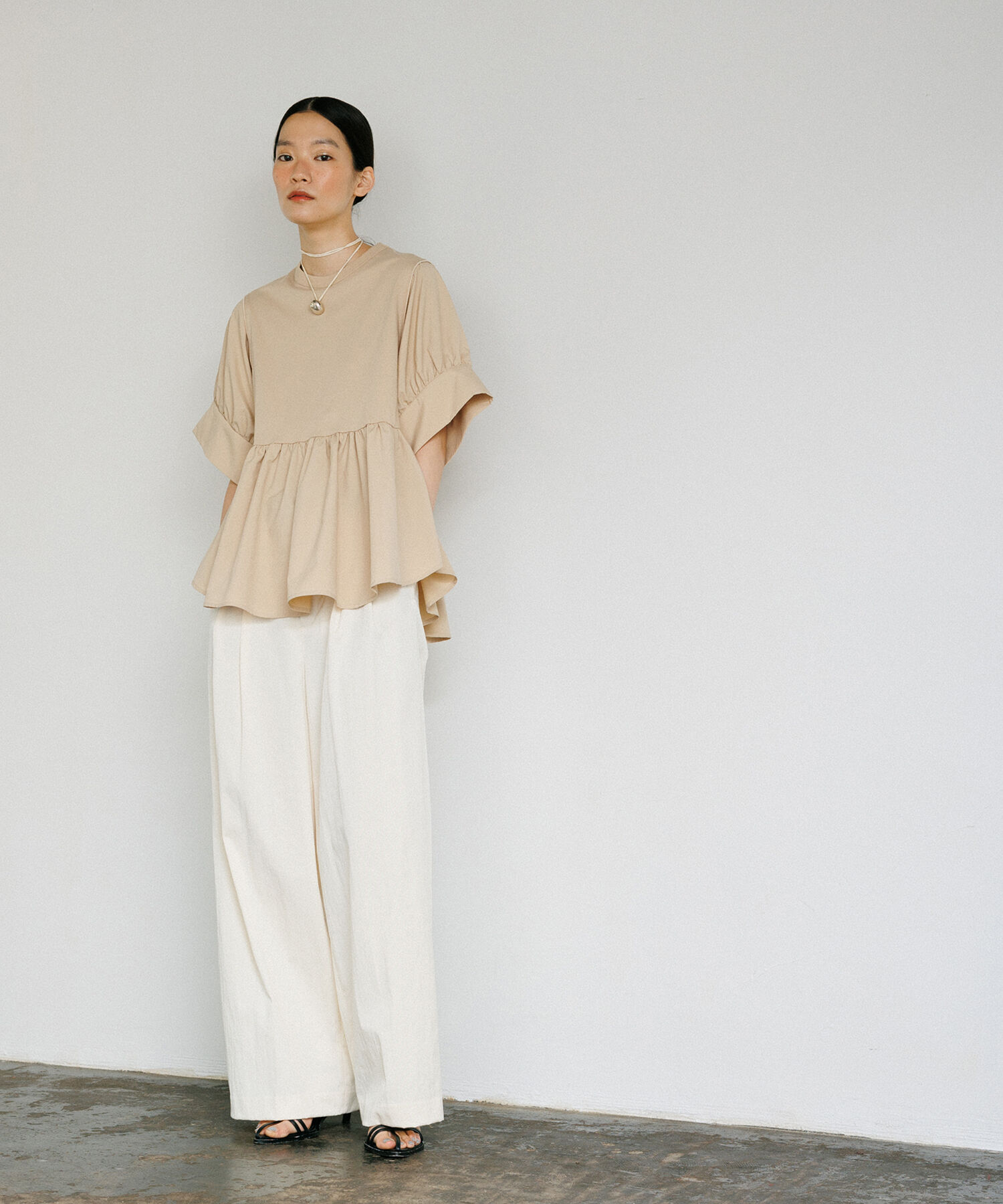 ADAM ET ROPE'「【再入荷・サステナブル・洗える・UVカット】バウンスカフスプルオーバー」|Tシャツ・カットソー|