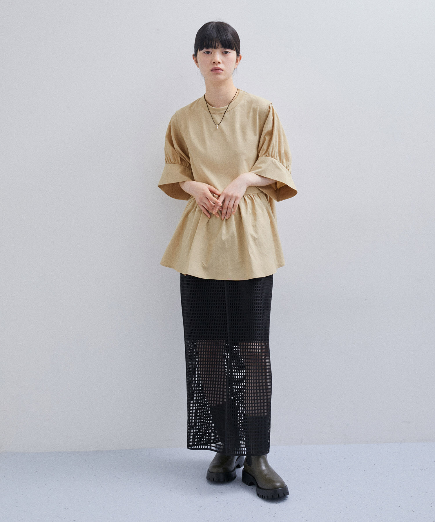 ADAM ET ROPE'「【再入荷・サステナブル・洗える・UVカット】バウンスカフスプルオーバー」|Tシャツ・カットソー|