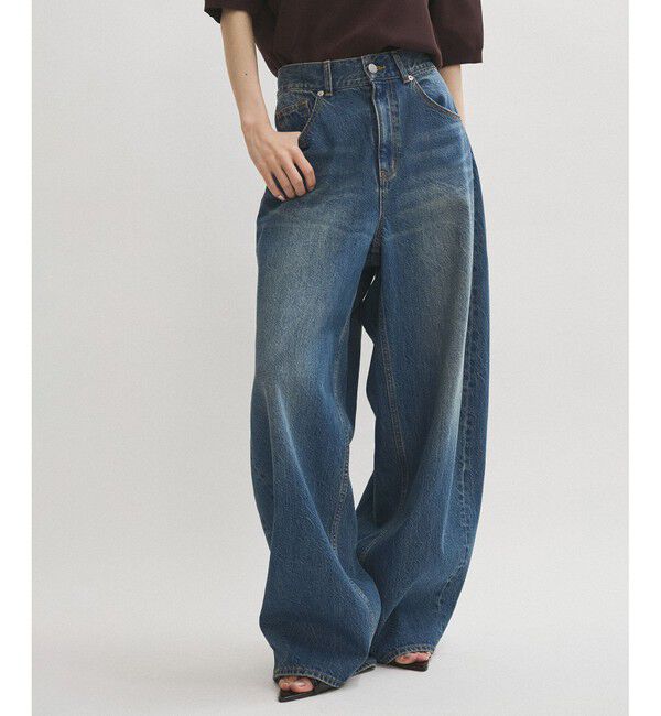 ADAM ET ROPE'「【サステナブル】バックタックワイドデニム」|デニム|ブルー(44)