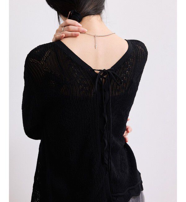 ADAM ET ROPE'「【WEB限定】2wayレースアップカーディガン」|カーディガン|