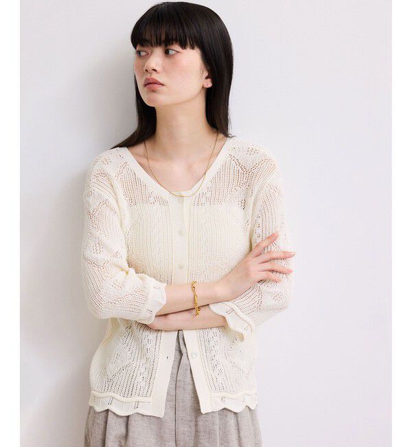 ADAM ET ROPE'「【WEB限定】2wayレースアップカーディガン」|カーディガン|