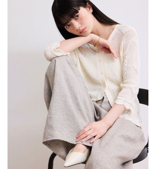 ADAM ET ROPE'「【WEB限定】2wayレースアップカーディガン」|カーディガン|