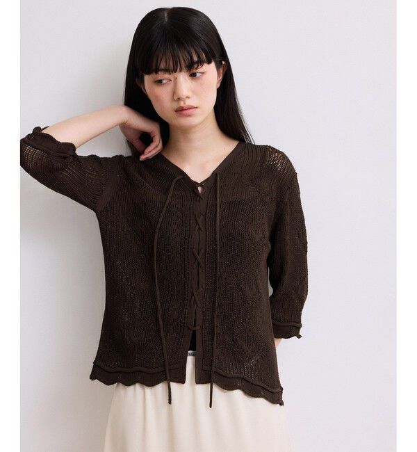 ADAM ET ROPE'「【WEB限定】2wayレースアップカーディガン」|カーディガン|