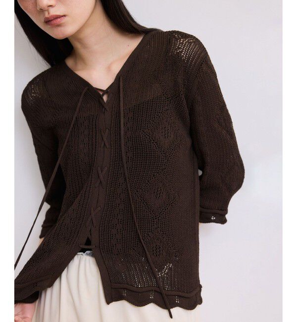 ADAM ET ROPE'「【WEB限定】2wayレースアップカーディガン」|カーディガン|