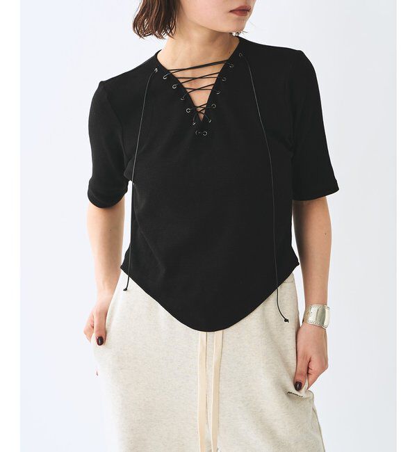  「＜WEB限定＞【Nuition】レースアッププルオーバー」|Tシャツ・カットソー|ブラック