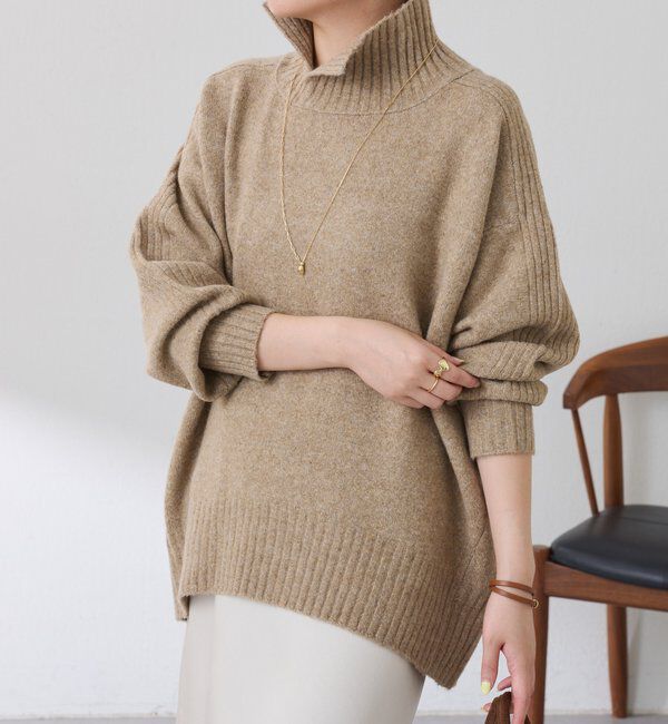  「ウール混スリットタートルニット」|ニット・セーター|