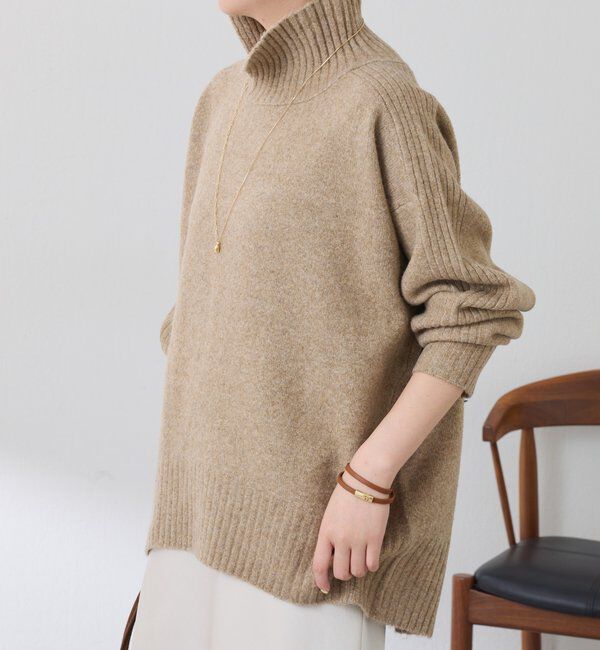  「ウール混スリットタートルニット」|ニット・セーター|