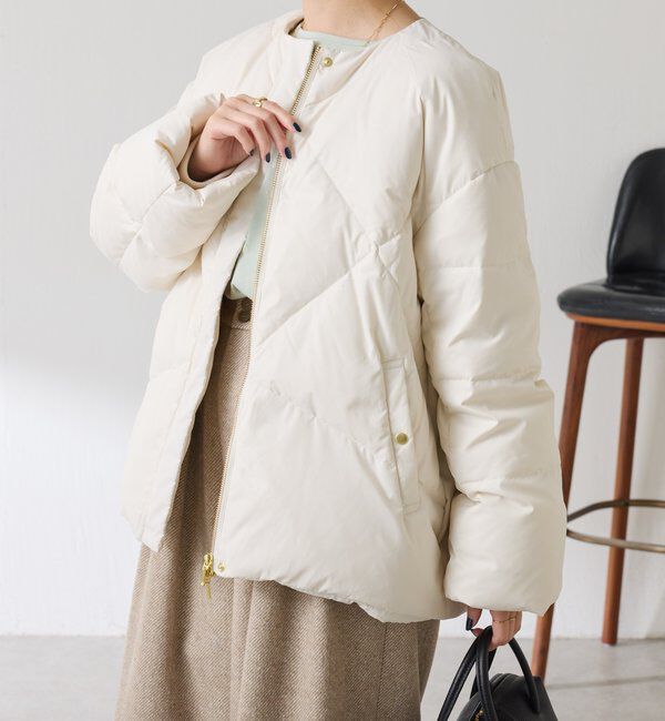  「【マット見え/軽量コート】ライトエンボスノーカラーダウン」|その他|