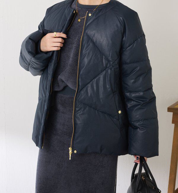  「【マット見え/軽量コート】ライトエンボスノーカラーダウン」|その他|