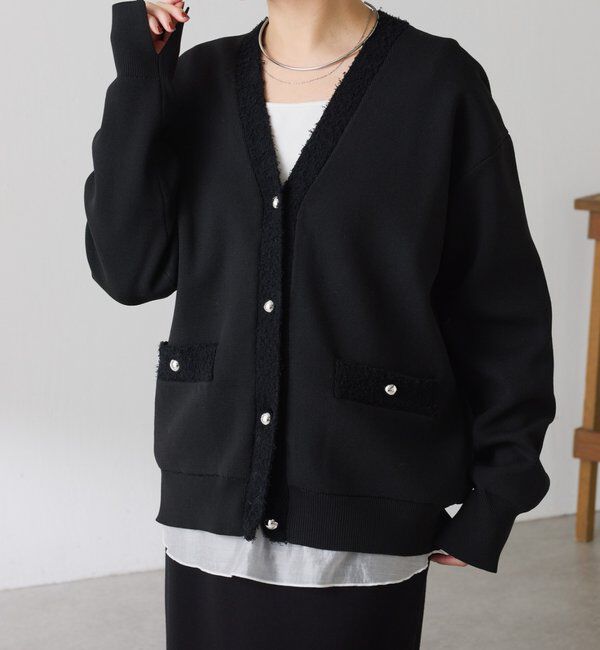  「ハーフミラノニットカーディガン」|ニット・セーター|ブラック