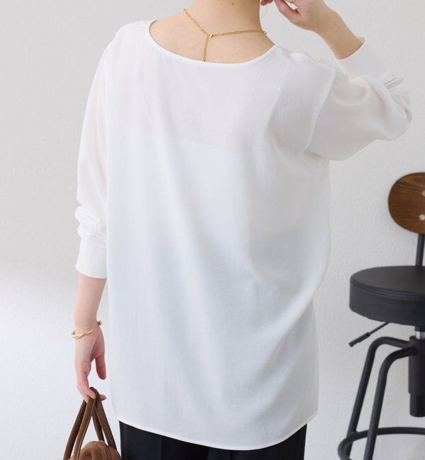  「スクエアネックジョーゼットロゴロンT」|Tシャツ・カットソー|