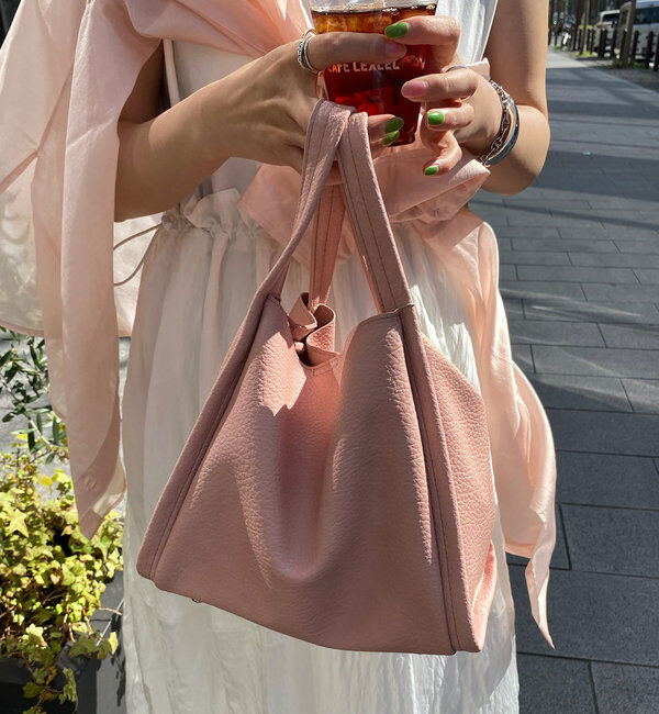  「【ベストセラーアイテム】ミニショルダー付ソフトレザー調ミニバッグ」|トートバッグ|ピンク