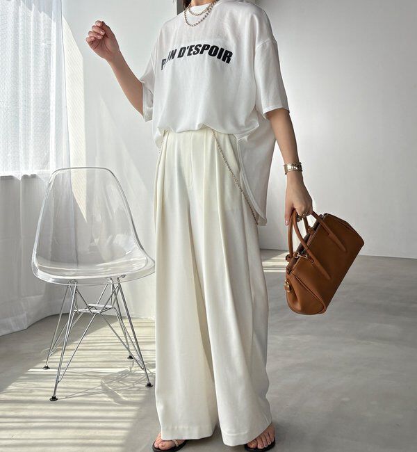  「【累計販売数3万枚突破/21色4サイズ展開！】タックワイドパンツ」|チノ|