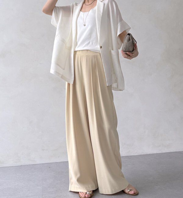  「【累計販売数3万枚突破/21色4サイズ展開！】タックワイドパンツ」|チノ|