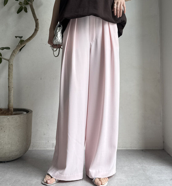  「【累計販売数3万枚突破/21色4サイズ展開！】タックワイドパンツ」|チノ|