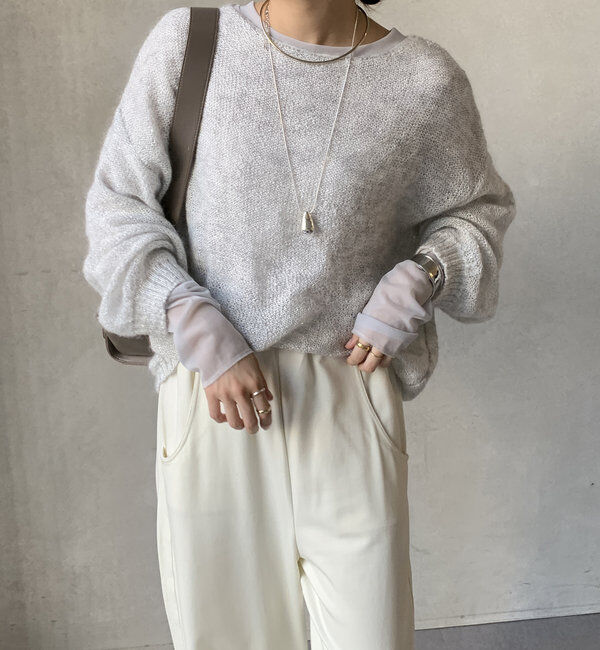  「【柔らかい着心地】袖シアーリブTEE」|Tシャツ・カットソー|