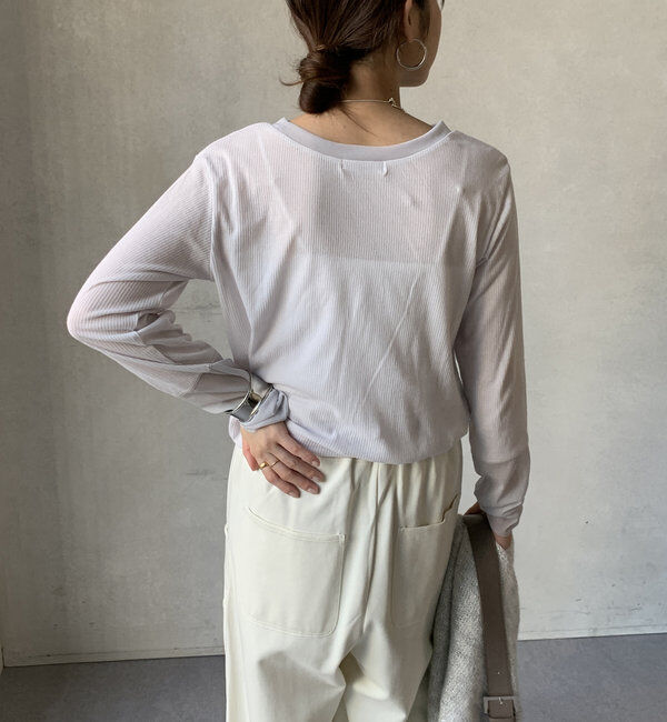  「【柔らかい着心地】袖シアーリブTEE」|Tシャツ・カットソー|