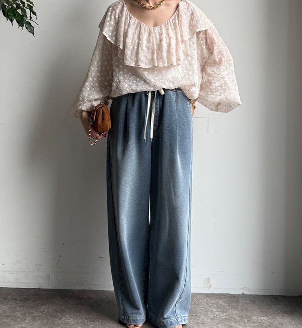  「フラワー刺繍フリルブラウス」|シャツ・ブラウス|